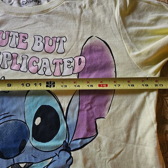 Disney Stitch Cute But Complicated Yellow Tee Shirt Junior Size XL - Picture 5 of 6